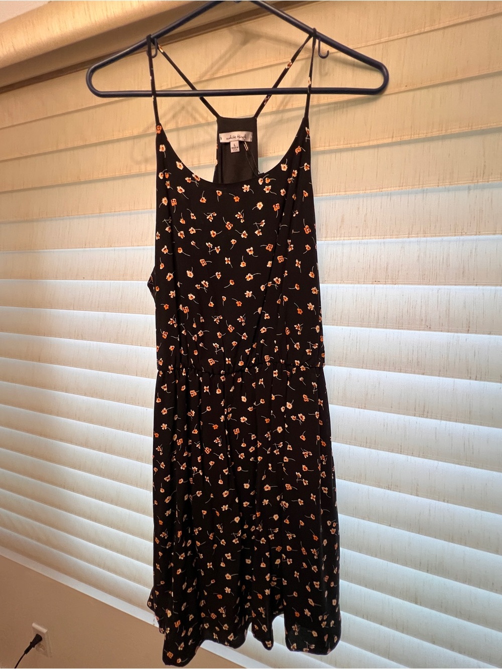 white birch Black Floral Strapless Sundress